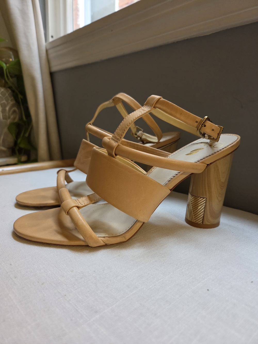 SARTO By Franco Sarto Tan Strappy Block Heel Sandals